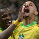 Brasil garante vaga na Copa com gol de Vini JR