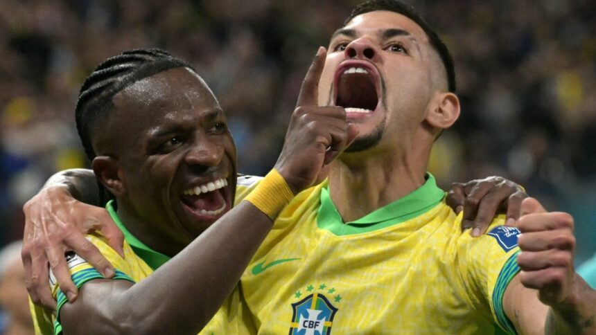 Brasil garante vaga na Copa com gol de Vini JR