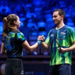 Hugo Calderano e Bruna Takahashi