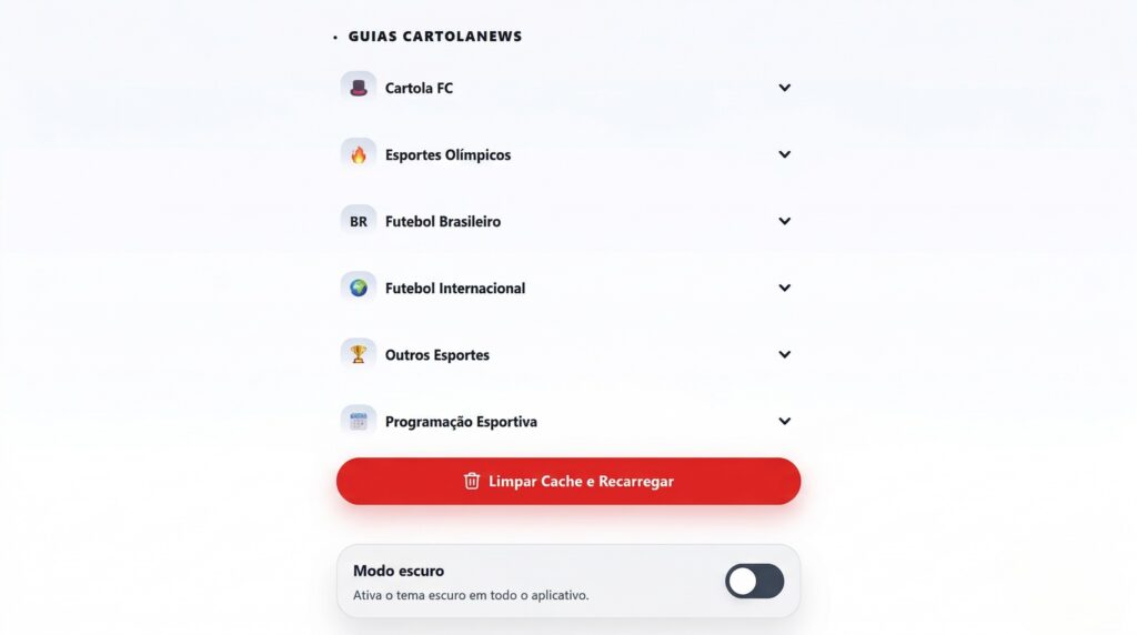Tela-Menu-Guias-CartolaNews-1024x572 App CartolaNews: novidades para acompanhar esportes
