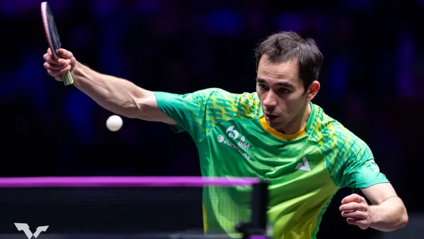 Hugo Calderano vice no WTT Ljubljana após final contra Shunsuke Togami.