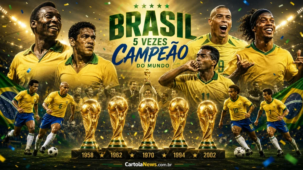 cinco-tacas-conquistadas-pelo-Brasil-e-grandes-jogadores-de-diferentes-geracoes1-1024x576 Recordes da Copa do Mundo: Brasil domina números históricos até 2026