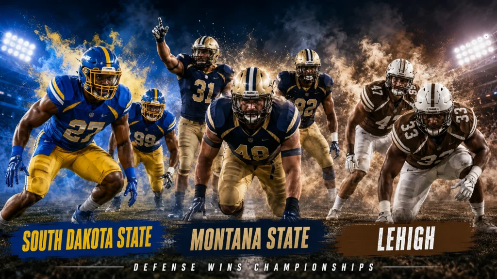 South-Dakota-State-Montana-State-e-Lehigh-em-clima-de-futebol-americano-universitario-1024x576 Defesas da FCS 2026: três equipes com perfil de campeã