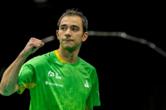 Hugo Calderano no Smash da Europa durante estreia em Malmo.