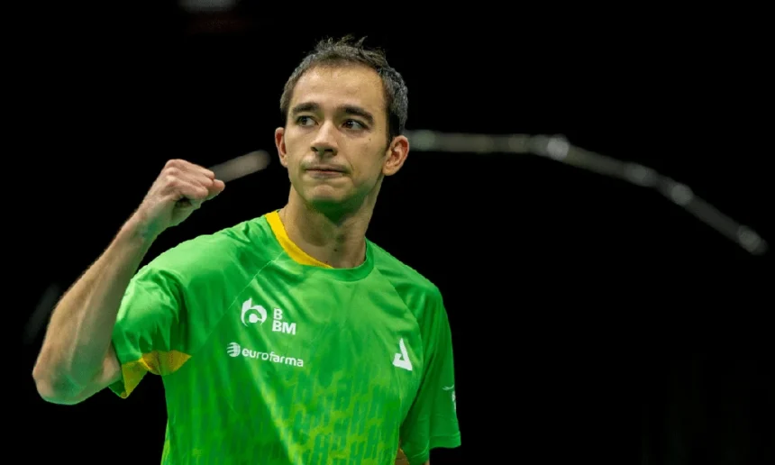Hugo Calderano no Smash da Europa durante estreia em Malmo.