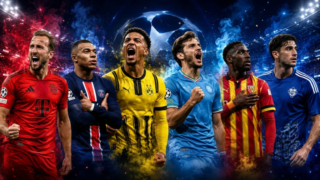 montagem-com-Bayern-de-Munique-PSG-Borussia-Dortmund-Napoli-Lens-e-Como-1024x576 Sorteio da Champions 2026: melhores e piores caminhos para os ingleses