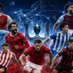 montagem com clubes ingleses disputando competições europeias