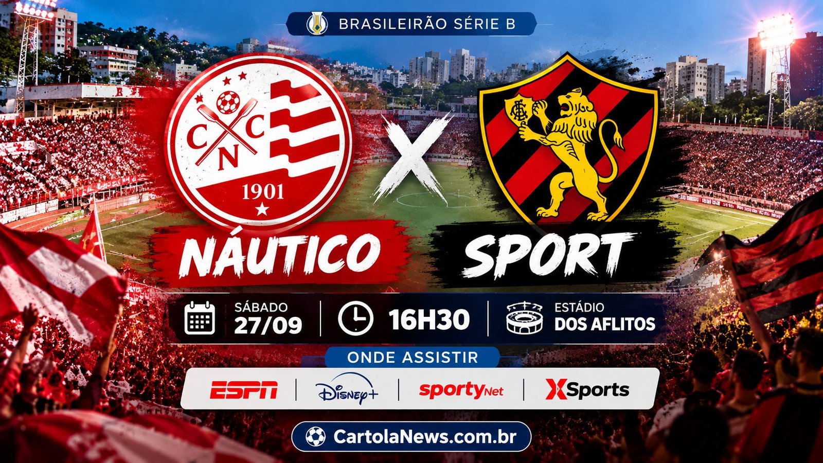 Aflitos recebe Náutico x Sport pela 30ª rodada da Série B.