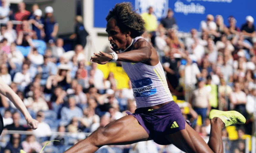 Alison dos Santos campeão nos 400m com barreiras em Budapeste.