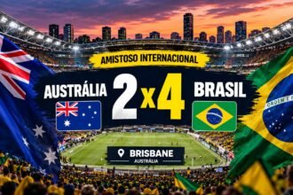 Brasil vence Austrália por 4 a 2 em amistoso em Brisbane.