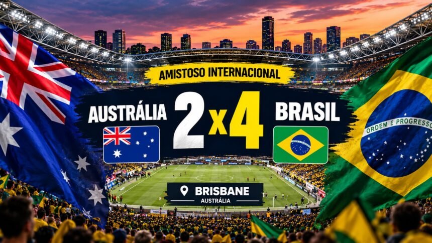 Brasil vence Austrália por 4 a 2 em amistoso em Brisbane.
