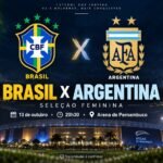 Brasil x Argentina em Pernambuco será disputado na Arena em outubro.
