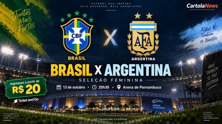 Brasil x Argentina na Arena de Pernambuco: ingressos a partir de R$ 20, horário e onde assistir