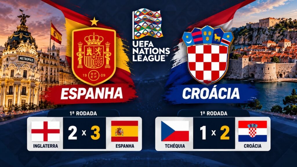 Espanha e Croácia chegam com vitória para duelo pela Nations League.