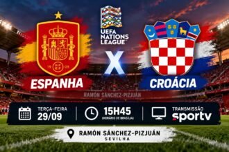 Espanha x Croácia pela Nations League no Ramón Sánchez-Pizjuán.