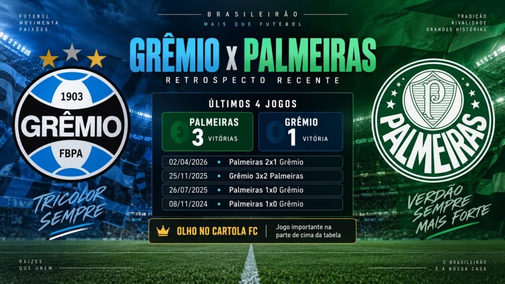 Grêmio e Palmeiras se enfrentam às 11h pela 28ª rodada do Brasileirão