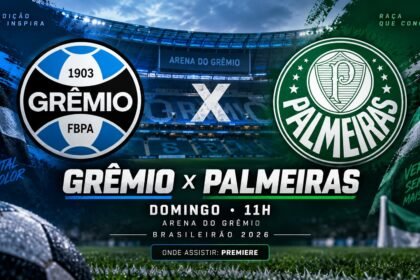 Grêmio x Palmeiras pelo Brasileirão 2026 na Arena do Grêmio.