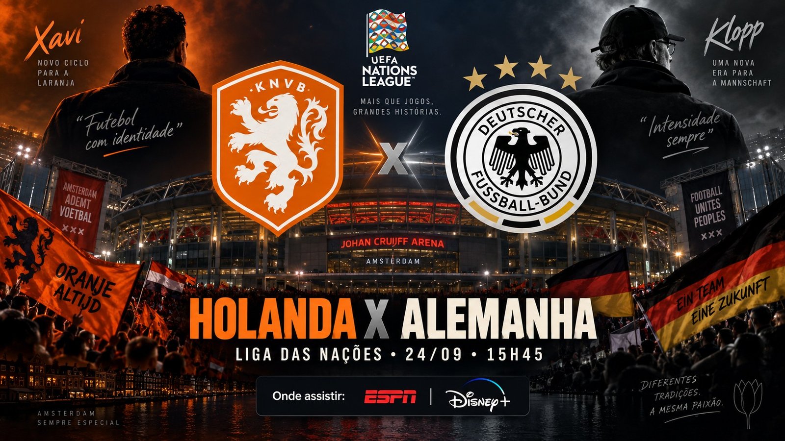 Holanda x Alemanha pela Liga das Nações em Amsterdã.
