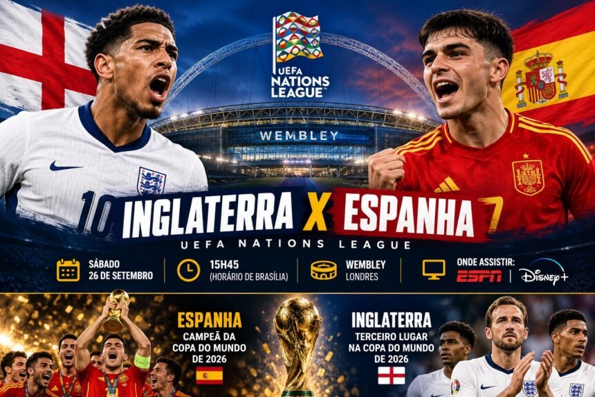 Inglaterra x Espanha pela Nations League em Wembley.