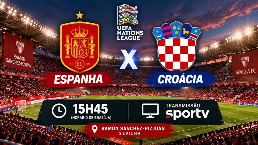 onde assistir Espanha x Croácia ao vivo pela Nations League.