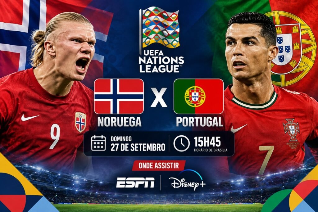 onde assistir Noruega x Portugal ao vivo neste domingo.