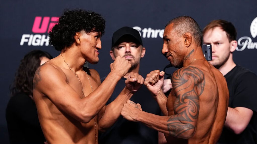 Raul Rosas Jr. e Raoni Barcelos se encaram na pesagem do UFC Vegas 121