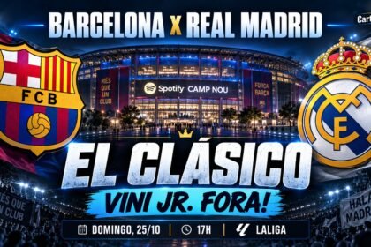 Barcelona x Real Madrid pelo Campeonato Espanhol 2026 com transmissão gratuita.