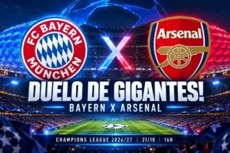 Bayern x Arsenal se enfrentam na Allianz Arena pela Champions League 202627.