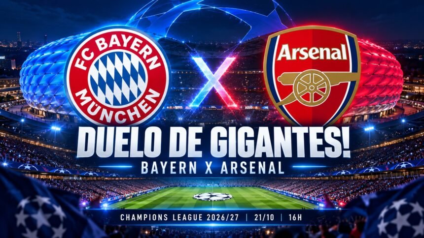 Bayern x Arsenal se enfrentam na Allianz Arena pela Champions League 202627.