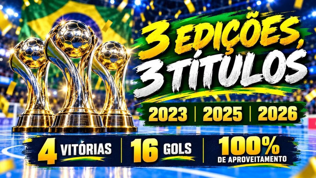 Brasil conquista tricampeonato da Copa das Nações de Futsal com 100% de aproveitamento em 2026.