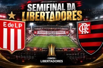 Estudiantes x Flamengo pela semifinal da Libertadores 2026.