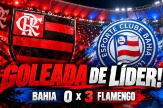 Flamengo goleia Bahia por 3 a 0 e mantém a liderança do Brasileirão 2026.