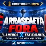 Flamengo x Estudiantes pela semifinal da Libertadores 2026 com Arrascaeta fora da decisão.