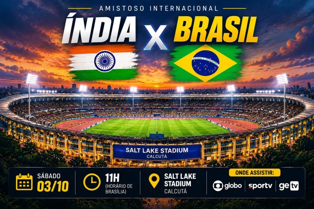 Índia x Brasil onde assistir ao amistoso de sábado em Calcutá.