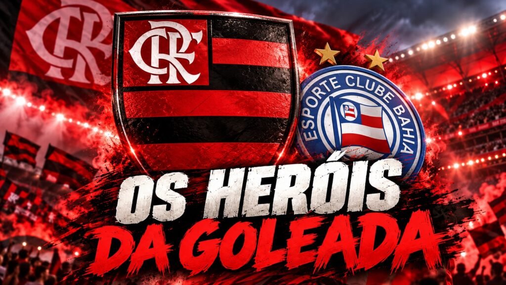 Jorginho, Plata e Lucas Paquetá marcaram os gols do Flamengo contra o Bahia.