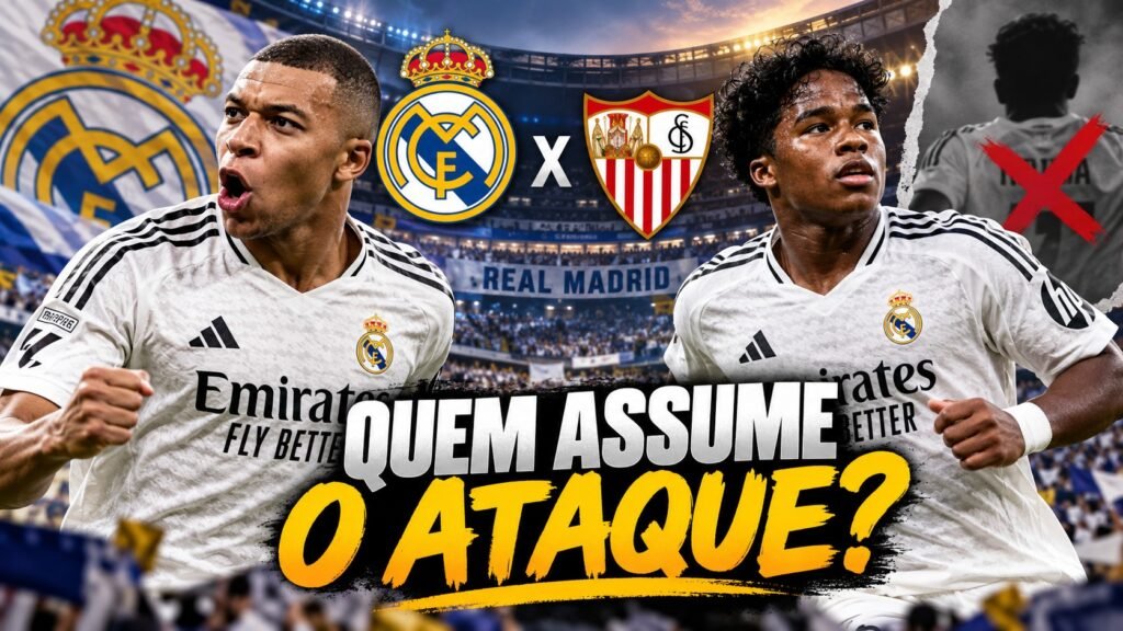 Mbappé e Endrick podem liderar o Real Madrid contra o Sevilla.