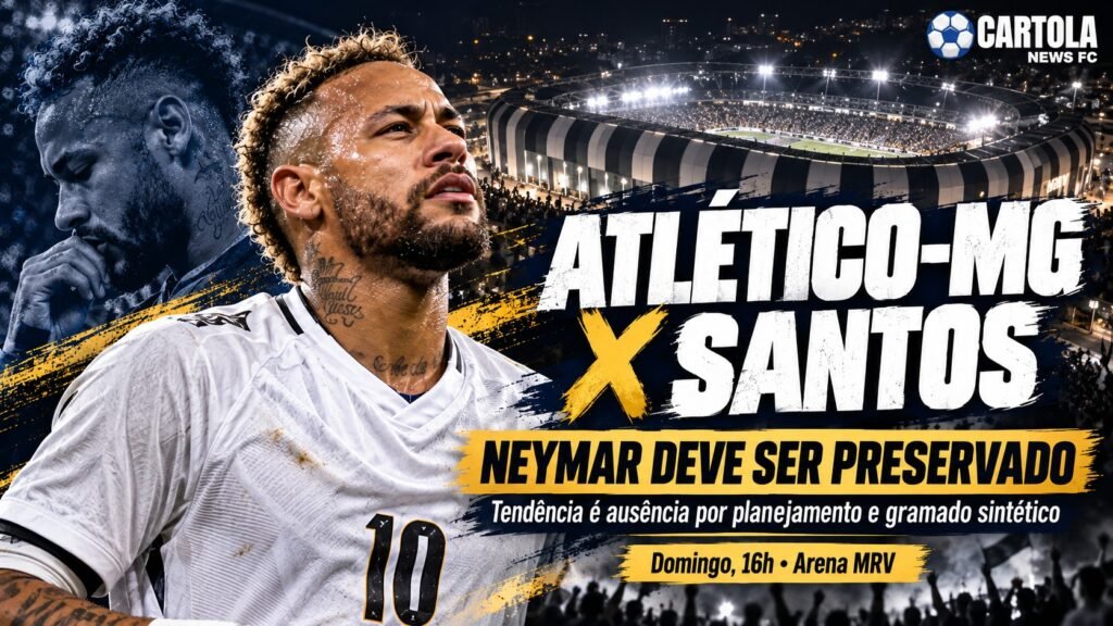 Neymar deve ser preservado em Atlético-MG x Santos.