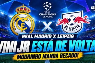 Real Madrid x Leipzig pela Champions League 2026 com retorno de Vinícius Júnior.