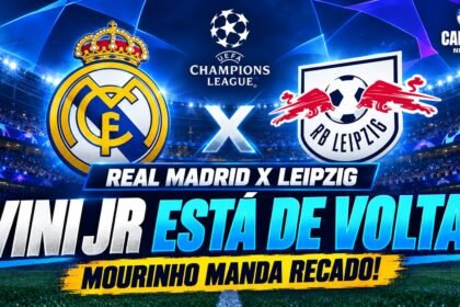 Real Madrid x Leipzig pela Champions League 2026 com retorno de Vinícius Júnior.