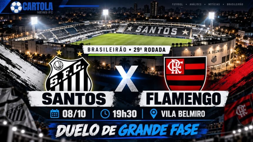 Santos x Flamengo pela 29ª rodada do Brasileirão na Vila Belmiro.