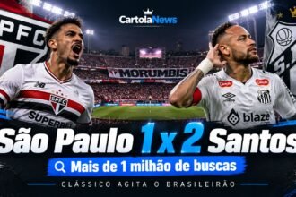 São Paulo x Santos supera 1 milhão de pesquisas após clássico pelo Brasileirão.