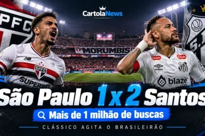 São Paulo x Santos supera 1 milhão de pesquisas após clássico pelo Brasileirão.
