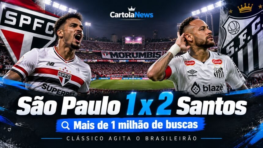 São Paulo x Santos supera 1 milhão de pesquisas após clássico pelo Brasileirão.