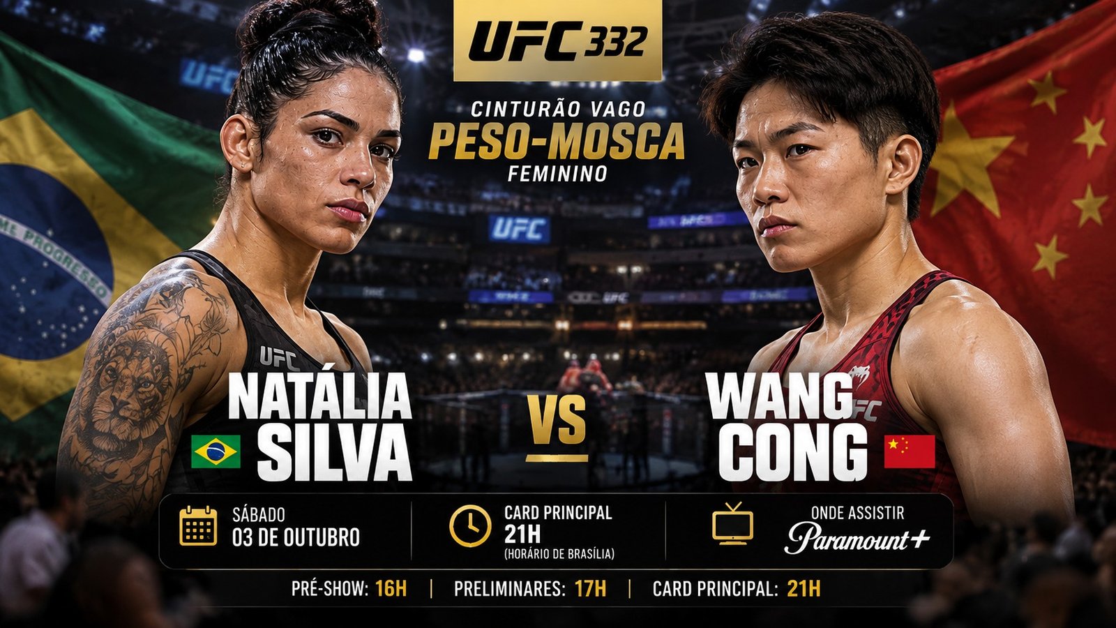 UFC 332 Natália Silva x Wang Cong pelo cinturão peso-mosca.