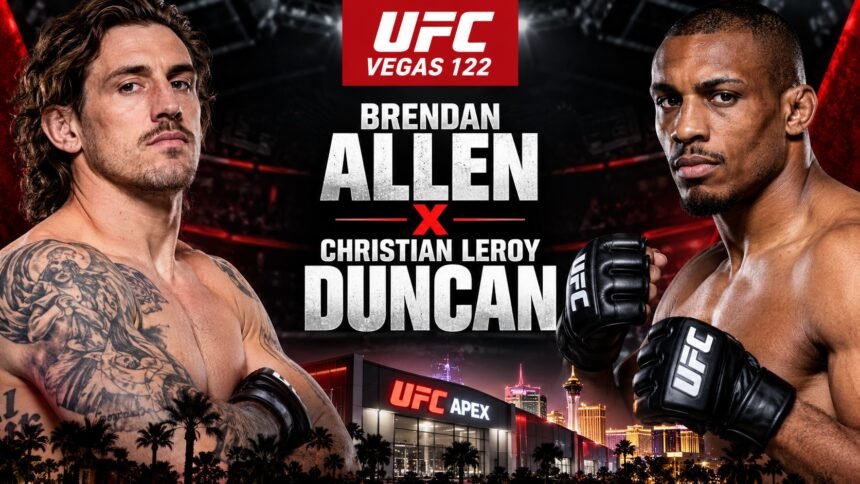 UFC Vegas 122 com Allen x Duncan em Las Vegas.