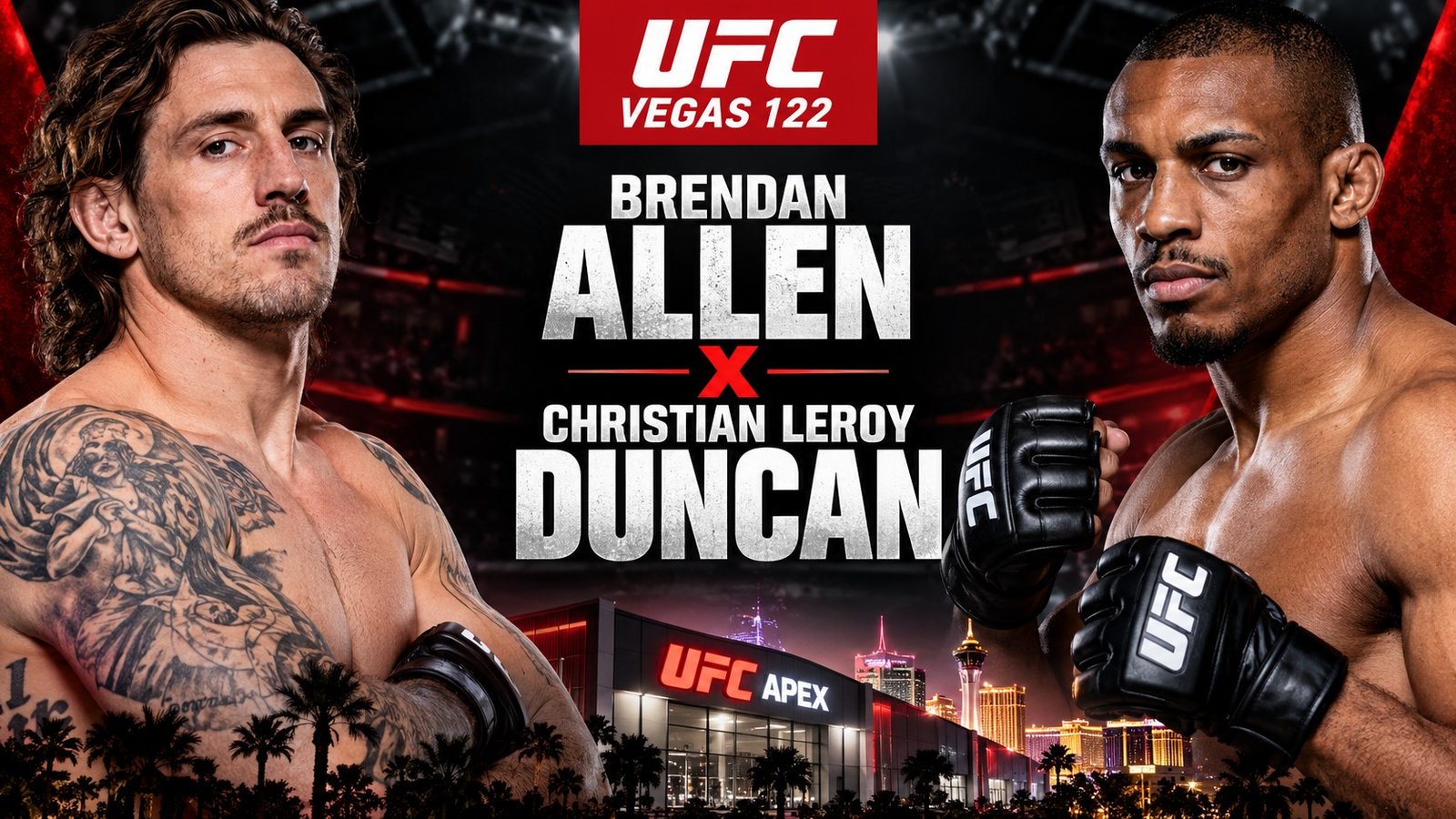 UFC Vegas 122 com Allen x Duncan em Las Vegas.