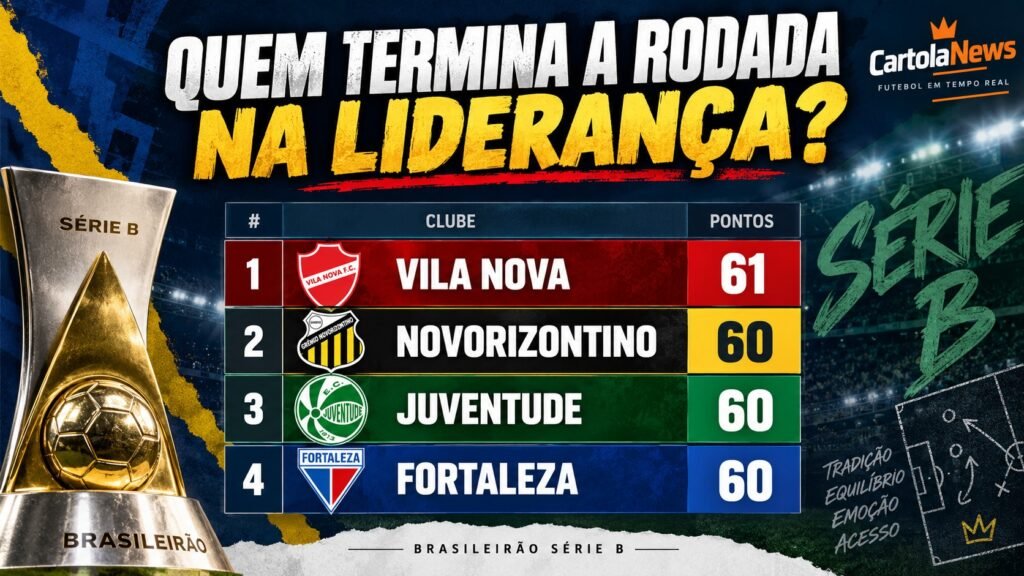 classificação da Série B mostra quatro clubes na disputa pelo título.