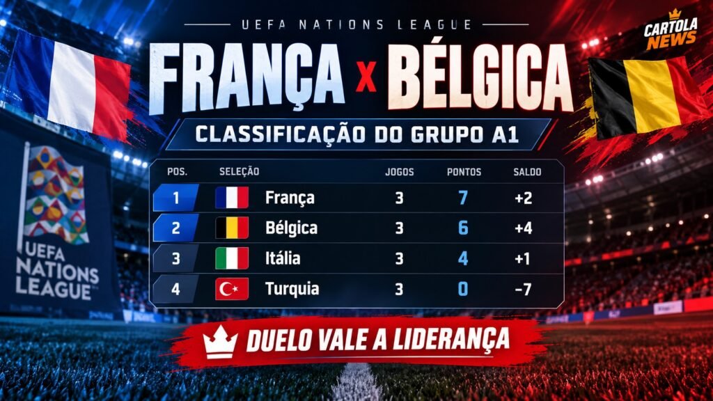 classificação de França e Bélgica antes da quarta rodada da Nations League.