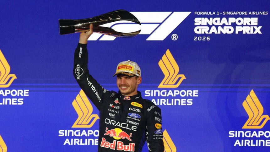 Max Verstappen comemora vitória no GP de Singapura 2026
