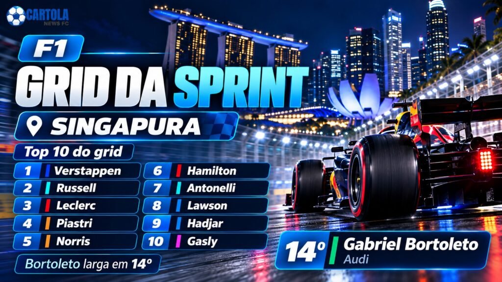 grid da Sprint de Singapura com Bortoleto largando em 14º.